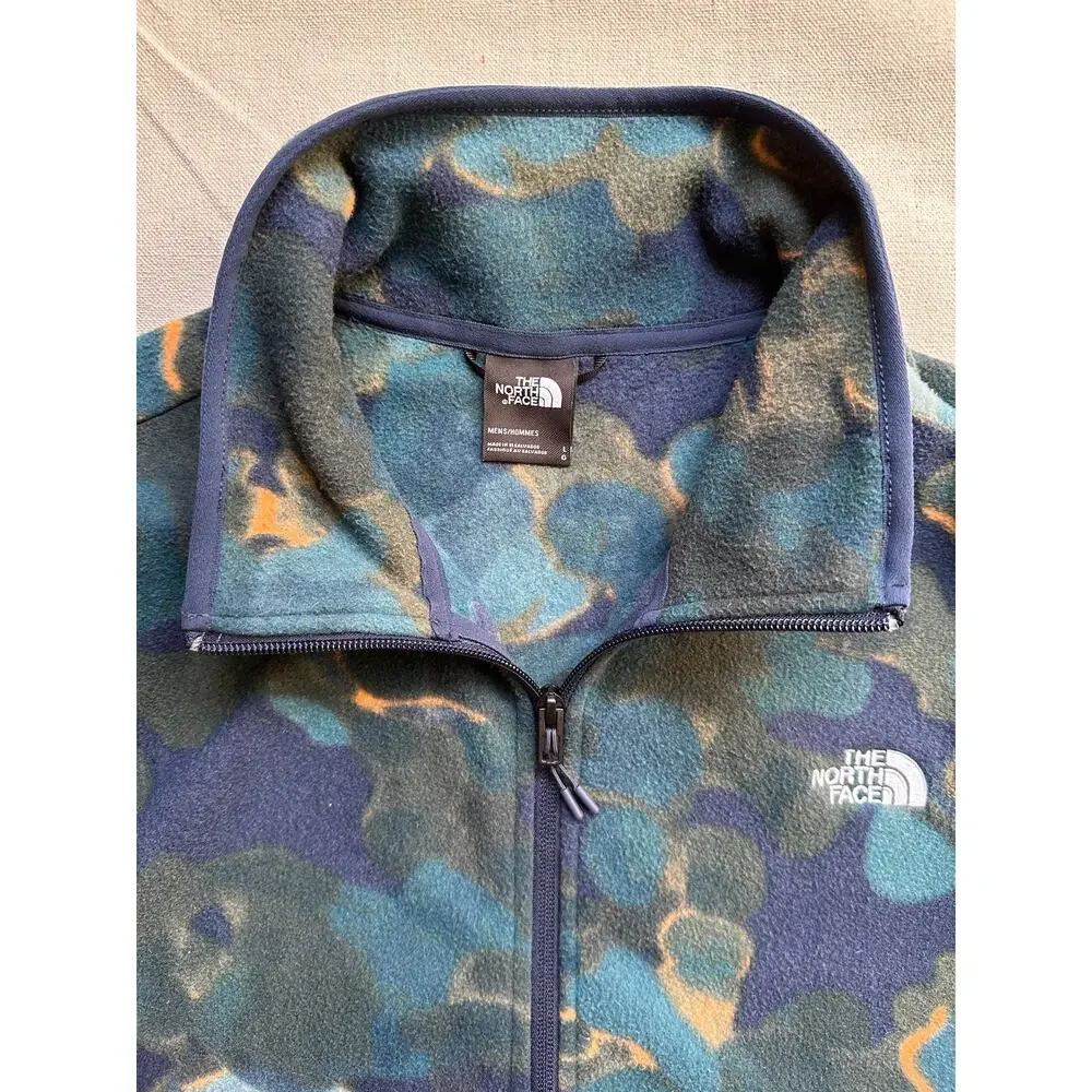 North Face Polartec Alpine Full Zip Fleece Navy Camo Mens Large - Picture 3 of 7
